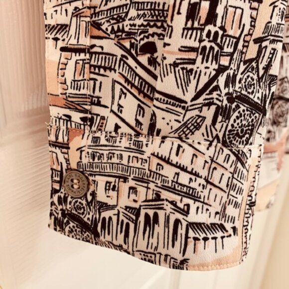 KARL LAGERFELD PARIS Size Large Paris PRINT SHIRT ROLL UP SLEEVE - Picture 7 of 13